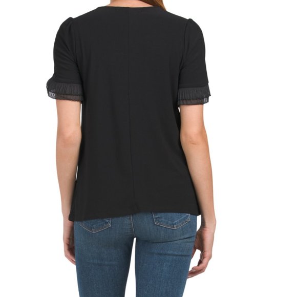 CHLOE & JASMINE Black Ruffle Sleeve Top - Picture 2 of 2